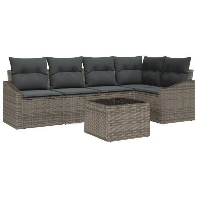 Afbeelding van vidaXL 5 delige tuinbank set met kussens Zwart Poly Rattan