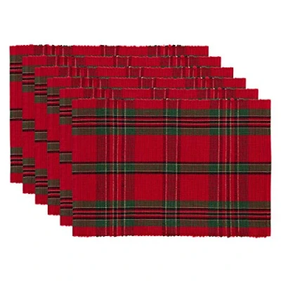 Afbeelding van DII Boerderij Kerst Plaid Eettafel &amp; Keuken Decoratie, Vakantie Placemat Set, 13x19, Rood Groen, 6 Count