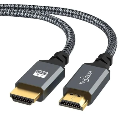 Afbeelding van Twozoh 4K HDMI kabel 5M/15FT, high speed 60HZ 18Gbps Gevlochten naar 2.0 compatibel met PS5, PS3, PS4, PC, Projector, UHD TV/HDTV, Xbox