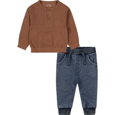 Afbeelding van Dirkje Kledingset Broek Indigo Blauw Sweater Bruin Maat 80