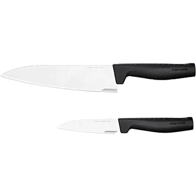 Afbeelding van Fiskars Messenset, koksmes en groentemes, elegant design, lengte: 33,1 22,8 cm, roestvrij staal/kunststof, Hard Edge, 1051778