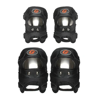 Afbeelding van GES 4 stuks motorfiets en fiets volwassenen legering staal ATV Motocross elleboog knie scheenbeschermers pads Protector Kit Racing (kort)