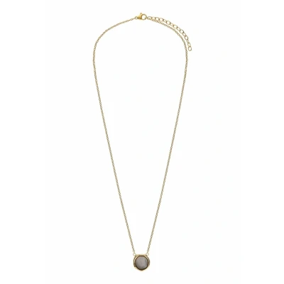 Afbeelding van Lucardi Dames Stalen goldplated Ketting met rozenkwarts Staal Goudkleurig 47 cm