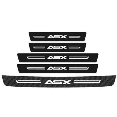 Afbeelding van 5 STKS Auto Instaplijsten Protector, voor Mitsubishi ASX 2010 Zelfklevende Koolstofvezel Kick Platen Scuff Guard, Autodeur Stappen