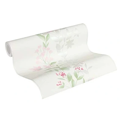 Afbeelding van PASTELBLOEMEN BEHANG Botanisch wit groen roze A.S. Création Blooming