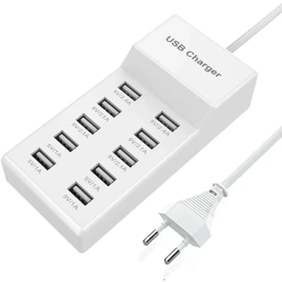 Afbeelding van Meervoudige USB oplader, 50 W Multi laadstation, 10 poorten voeding, hub, stekker, compatibel met iPhone 12/13/14/15/Samsung S23/S22/Z Flod/Z Flip/iPad/Xiaomi/Huawei/Oppo.