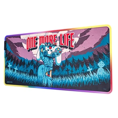 Afbeelding van Officiële One More Life XXL Gaming Led muismat RGB Grote Verlengde Met Antislip Rubberen Basis Bureauonderlegger 90x40 cm