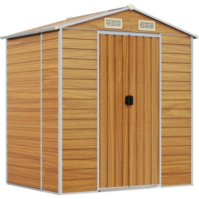 Afbeelding van vidaXL Tuinschuur 191x130x198 cm gegalvaniseerd staal lichtbruin