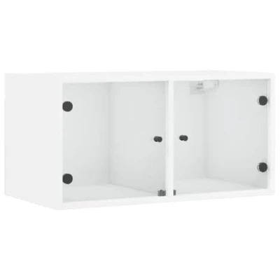 Afbeelding van Wandkast met glazen deuren 68,5x37x35 cm wit