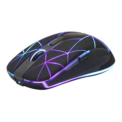 Afbeelding van Rii RM200 draadloze muis met oplaadbare batterij. 5 knoppen 2,4 GHz nano ontvanger. 3 instelbare dpi standen. Kleurrijke led, ideaal voor notebooks, pc, computer. (zwart).