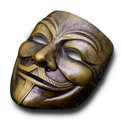 Afbeelding van V in voor Vendetta Masker Guy Fawkes Halloween Carnaval Anoniem (Brons)