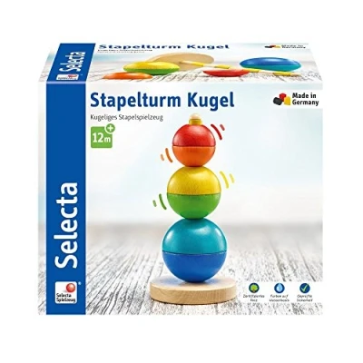 Afbeelding van Selecta 62002 stapeltoren houten speelgoed bal stapeltoren, speelgoed, 16 cm, kleurrijk, M