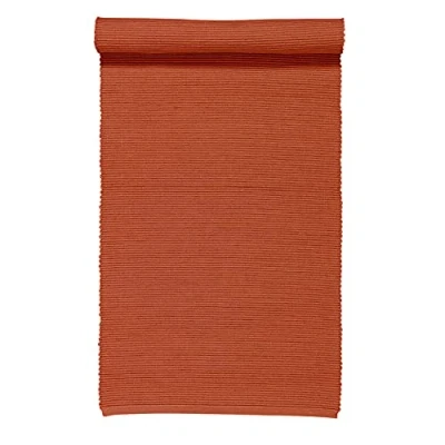 Afbeelding van LINUM UNI Decoratieve Tafelloper voor Eettafel 45x150 cm, 100% Geribbeld Katoen, Machinewasbaar, Roestig Oranje