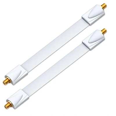 Afbeelding van deleyCON 2x Raamdoorvoer SAT Kabel 17cm Flexibele 26cm Lange Koppeling Ramen &amp; Deuren Verguld Extreem Vlak Afgeschermde Zelfklevende Pads Wit