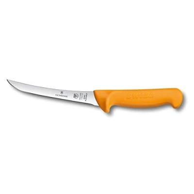 Afbeelding van Victorinox 5.8404.16 Keukenmes Swibo uitbeenmes normaal geslepen half flex geel 16 cm lemmetlengte mes, nylon, zwart
