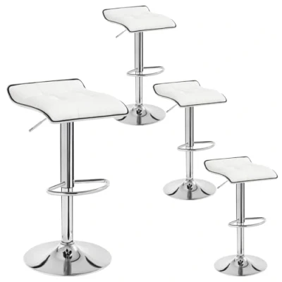 Afbeelding van WOLTU 4 Barkrukken in hoogte verstelbare,Barstoelen Draaibare Kunstleer,Wit BH28ws