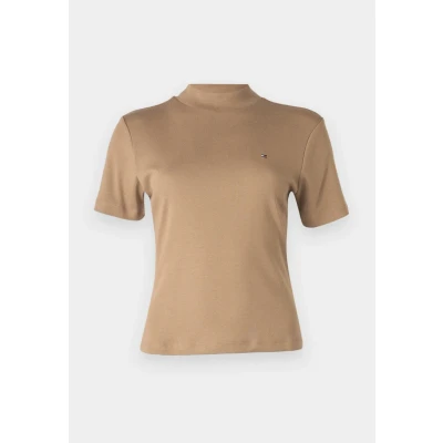 Afbeelding van Tommy Hilfiger SLIM CODY CROP MOCK Tshirt basic safari, Dames, Maat: XXL, Safari