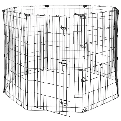 Afbeelding van Amazon Basics Achthoekig, loophok voor honden en andere huisdieren, opvouwbaar, metaal, met deur, 107 cm, zwart