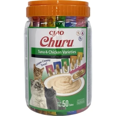 Afbeelding van Inaba Churu kat Puree multipack Tonijn en Kip 50 stuks