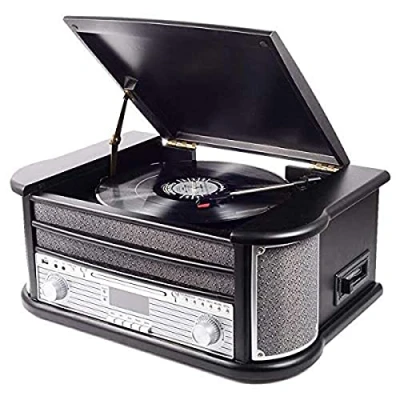 Afbeelding van Denver Retro Platenspeler Ingebouwde Speakers en Versterker DAB Radio CD Speler MRD51 Hout