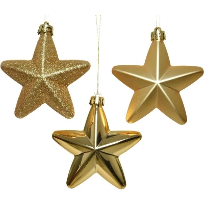 Afbeelding van Kerst ornamenten Sterren 6 stuks (Goud)