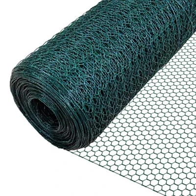 Afbeelding van vounot Kippenhek van pvc, groen, 1 x 25 m, maaswijdte mm, zeshoekig, drievoudig gedraaid, robuust, kippenhok, tuin, hek, voor gevogelte, weerbestendig, groen