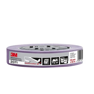 Afbeelding van 3M Professional Masking Tape 2071, gevoelige oppervlakken, paars, 24 mm x 50 m, 1 rol/verpakking