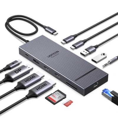 Afbeelding van UGREEN Revodok Pro Triple Display Dock 2xHDMI 4K@60Hz, DisplayPort 4K@120Hz, 10Gbps USB C, A, SD/TF, LAN, audio, 100W PD