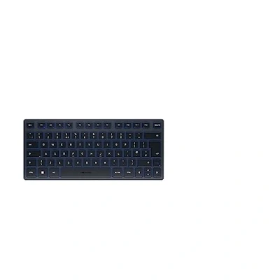 Afbeelding van Cherry KW 7100 Mini BT, compact multi apparaat toetsenbord met drie Bluetooth kanalen, UK lay out (QWERTY), plat design, draagtas inbegrepen, Slate Blue