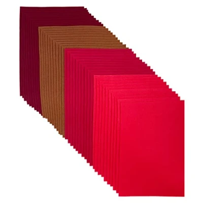 Afbeelding van Knutselvilt, 20 x 30 cm, vilt om te knutselen, 4 kleuren, 40 stuks, gekleurde viltvellen voor doe het zelf decoraties en feestprojecten (rode serie)