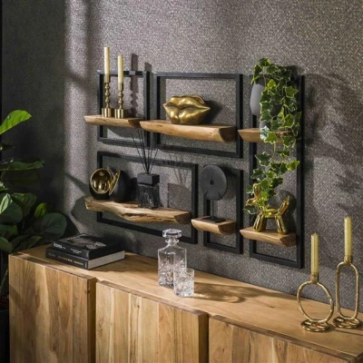 Afbeelding van Hoyz Collection Wandschap Set Edge Massief Acacia Naturel van 5