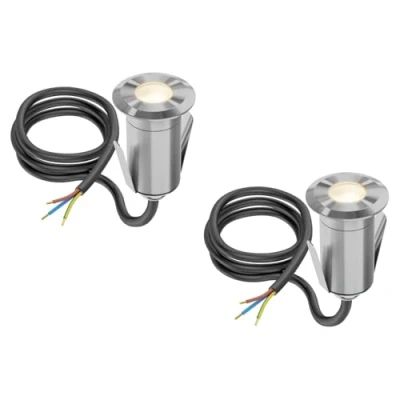 Afbeelding van ledscom.de 2 stuks LED vloerinbouwlamp GLOX voor buiten, IP67, aluminium, rond, 33mm Ø, warm wit, mat