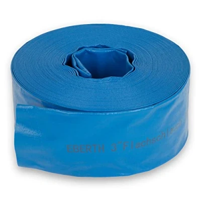 Afbeelding van EBERTH Platte tuinslang voor pompen in 30 m lengte, 76 mm diameter, flexibel, duurzaam pvc, industriële slang, waterslang irrigatie, blauw