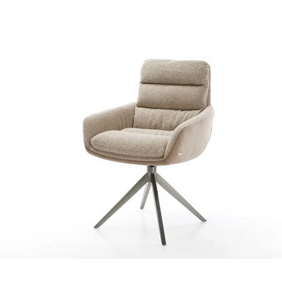 Afbeelding van DELIFE Draaistoel Abelia Flex met armleuning materiaalmix mud kruisframe breed roestvrij staal 360 draaibaar rocker functie