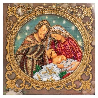 Afbeelding van Ideeën Mit Herz Diamond painting wenskaart, strass editie, 16 x cm, 370 g/m², inclusief stenen, envelop en gereedschap (heilige familie)