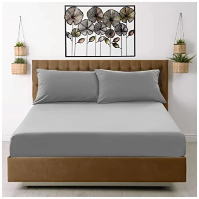 Afbeelding van Hoeslaken Eenpersoonsbed Grijs Beddengoed Lakens Effen Gekleurde Microfiber Bedlakens