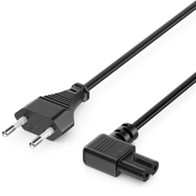 Afbeelding van deleyCON 3,0m Voedingskabel Stroomkabel Stekker Type C Eurostekker naar C7 Connector met Hoek van 90 Euro Kabel voor Kleine Apparetn 8 TV Blu Ray Huishoudelijke Apparaten Wit