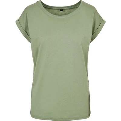 Afbeelding van Build Your Brand Dames T shirt Ladies Extended Shoulder Tee, bovenstuk voor vrouwen met overgesneden schouders verkrijgbaar in vele kleuren, maten XS 5XL, softsalvia, 3XL