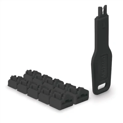 Afbeelding van Lindy 47891 Poortblokker + sleutel RJ 45 Zwart Acrylonitrielbutadieenstyreen (ABS) 10 s