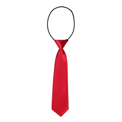 Afbeelding van DonDon Jongens Stropdas Kinderen Zijde Look glanzend en voorgebonden 7 cm breed Donkerrood