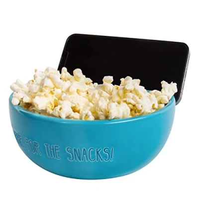 Afbeelding van Stream &#039;n Snack Bowl van Fizz Creations. 2 in 1 &amp; Phone Holder. Kenmerken &quot;Here For The Snacks&quot; ontwerp.
