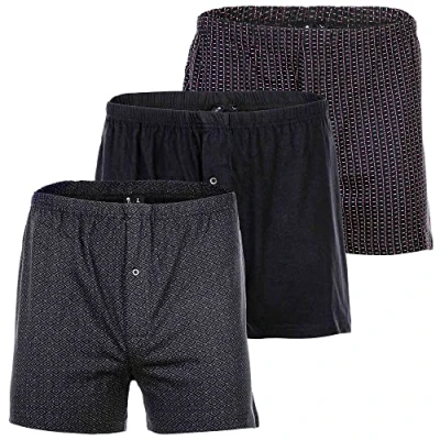 Afbeelding van YOURBASICS Heren jersey boxershorts, zachte katoenen onderbroek &#039;wijde American Style&#039; in 3 pack katoen, gulp met knoop, Zwarte mix, XXL