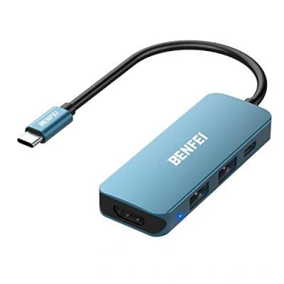 Afbeelding van USB C hub, BENFEI 4 in 1 met 4K HDMI, 60W voeding, 2 poorten, voor MacBook Pro 2020/2019/2018, Pixelbook, XPS