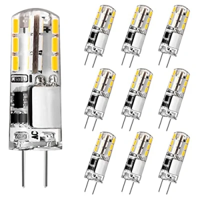 Afbeelding van Tailcas G4 ledlampen, warmwit, 12 V, 1,5 W, flikkert niet, led penfitting, vervanging voor 20 W halogeenlampen, spaarlamp, 3000 K, 180 lm, AC/DC niet dimbaar, verpakking van 10 stuks