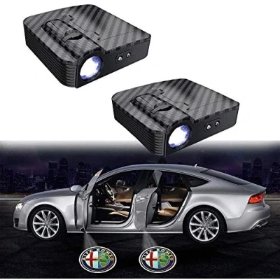 Afbeelding van Auto Deur Welkom Licht Led Logo Projector Draadloze Lamp Ghost Shadow Light 2 Stks, Opgewaardeerd Geen Magneet (Kleur: Voor Alfa Romeo)