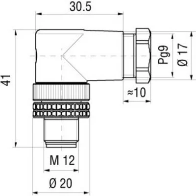 Afbeelding van Hirschmann 933 166 100 1 Sensor/actuator connector, niet geassembleerd M12 Aantal polen: 4 Stekker, haaks stuk(s)