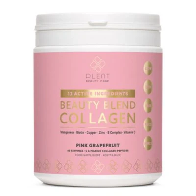Afbeelding van Plent Beauty Care Blend Viscollageen Pink Grapefruit 40 doseringen Met 12 actieve ingrediënten ter ondersteuning van huid, haar, nagels en botten