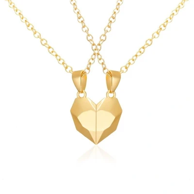 Afbeelding van WiseGoods Luxe Koppel Ketting Kettingen Couple Sieraad Relatie Sieraden Cadeau Koppels Dames / Heren Hart Design Goud