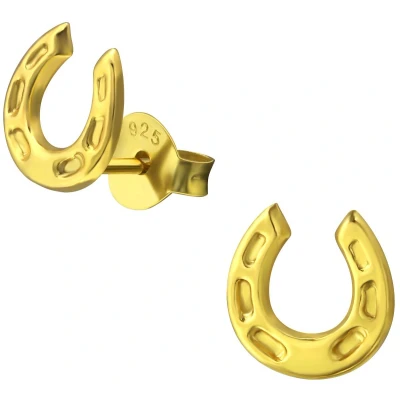 Afbeelding van JoyS Zilveren hoefijzer oorbellen 7 mm 14k goudplating