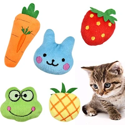 Afbeelding van Fodlon kattenkruid speelgoed voor katten, 5 stuks interactief schattige vorm zachte pluche kattenkussen kat kitten tanden schoonmaken spelen kauwen huisdier